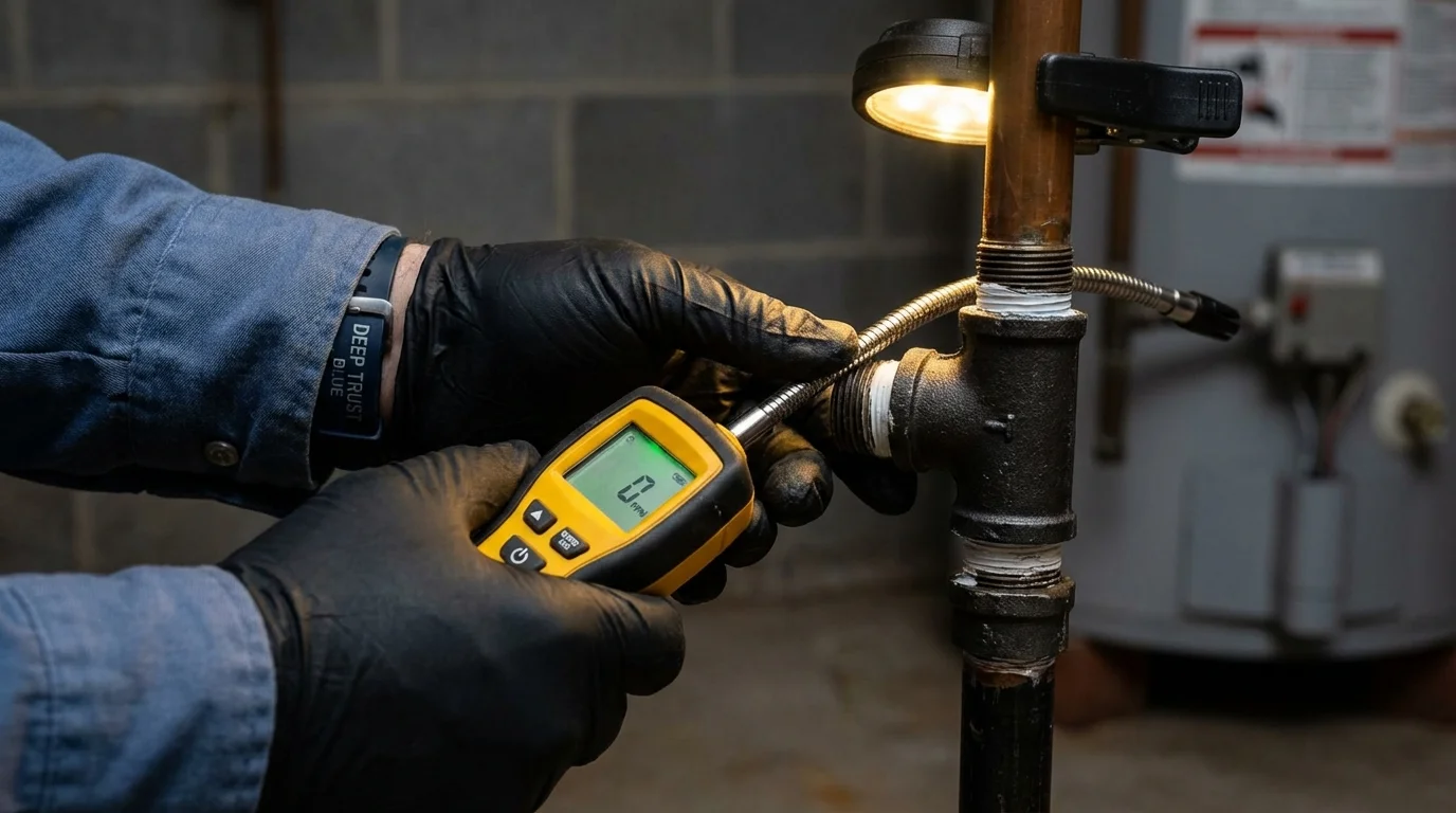Gas leak detection with electronic sniffer by Johns Plumbing LLC in Blossburg