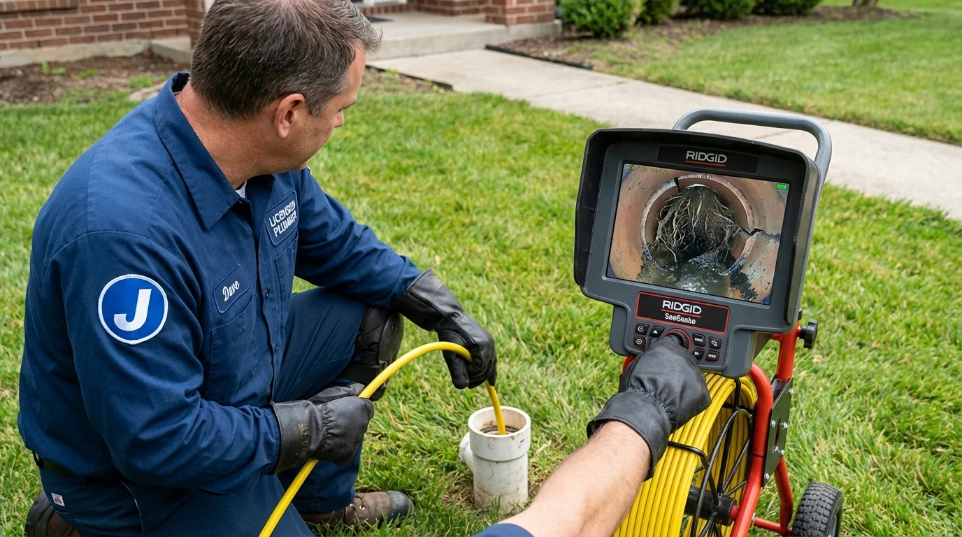 Sewer camera inspection being performed by Johns Plumbing LLC in Blossburg
